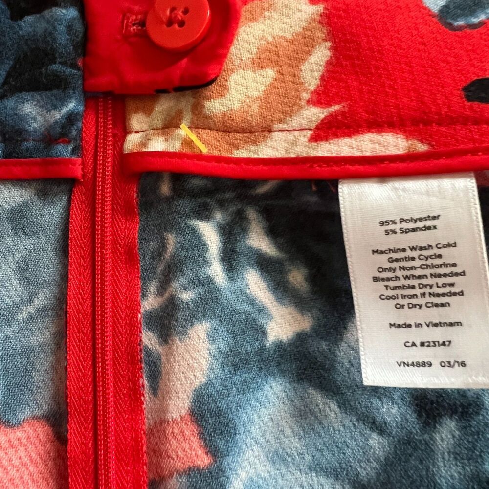 TALBOTS Chatham Ankle Pants 12 Floral Red Blue Beige Side zip - Picture 7 of 10